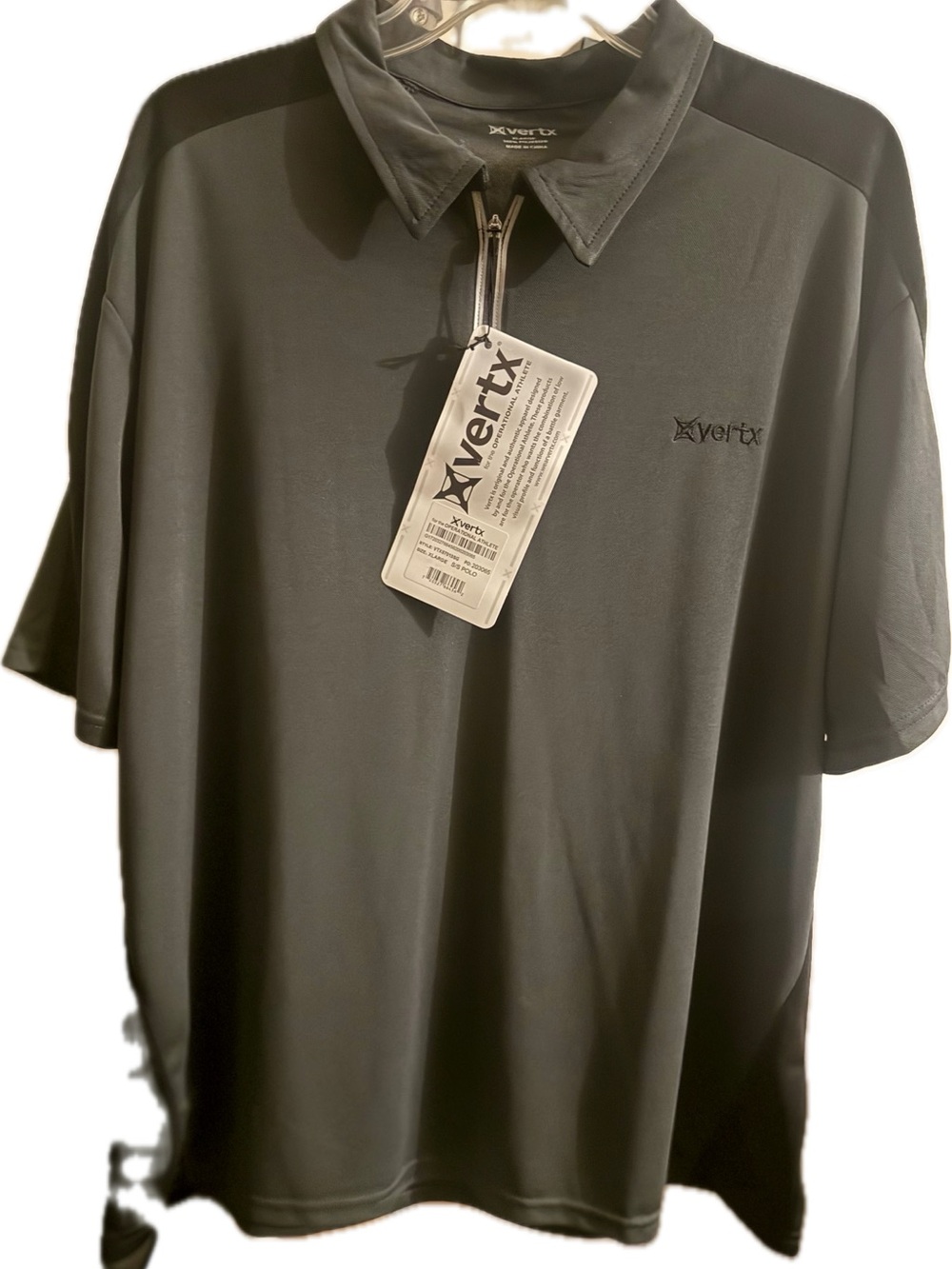 Vertx Men's Short Sleeve Zip Polo in Charcoal